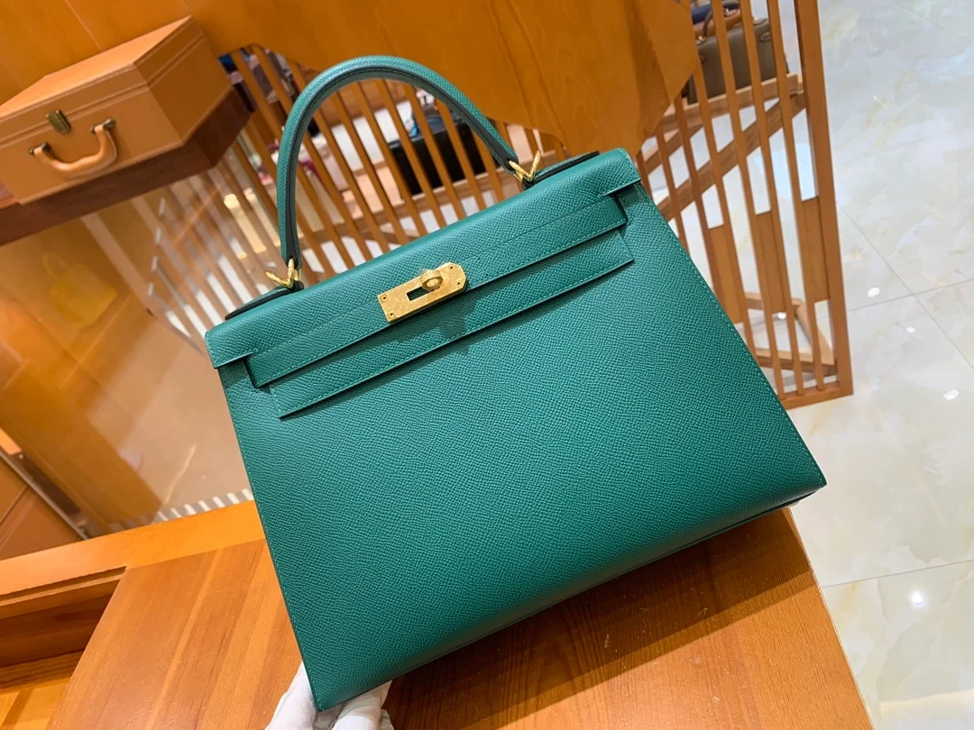 에르메스 켈리 28 셀리에 말라카이트 그린 골드 하드웨어 (100% HAND MADE)