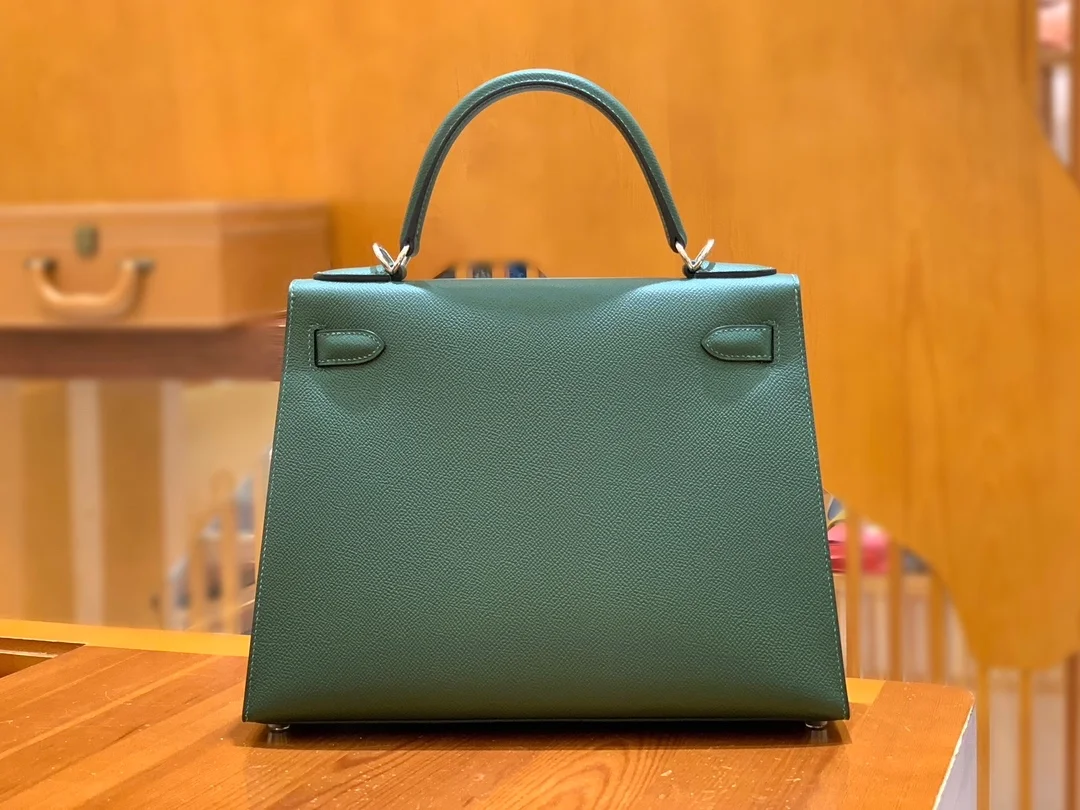 에르메스 켈리 28 셀리에 브리티시 그린 실버 하드웨어 (100% HAND MADE)