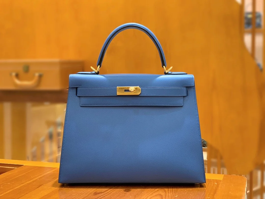 에르메스 켈리 28 셀리에 에게해 블루 골드 하드웨어 (100% HAND MADE)