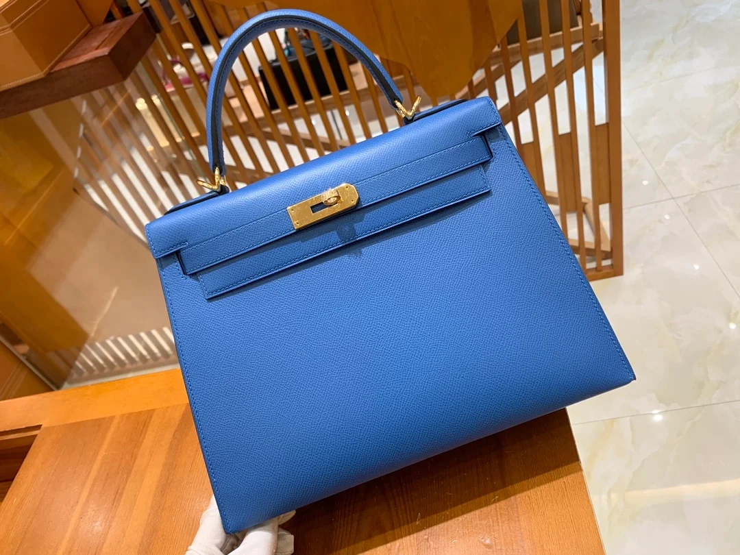 에르메스 켈리 28 셀리에 에게해 블루 골드 하드웨어 (100% HAND MADE)