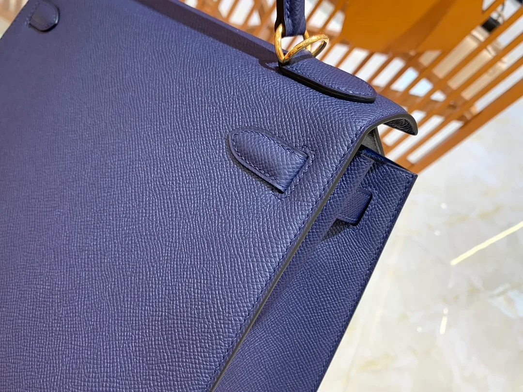 에르메스 켈리 28 셀리에 사파이어 블루 골드 하드웨어 (100% HAND MADE)