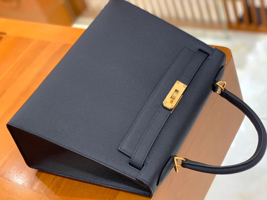 에르메스 켈리 28 셀리에 미드나잇 블루 골드 하드웨어 (100% HAND MADE)