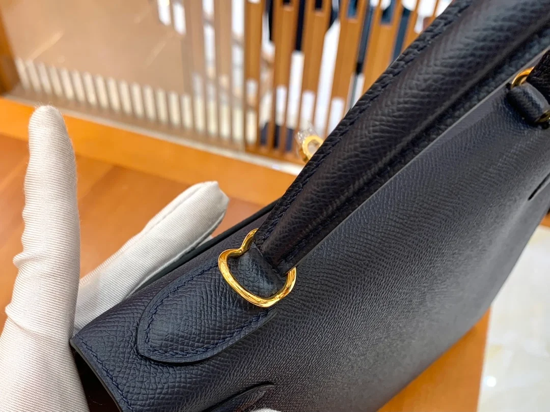 에르메스 켈리 28 셀리에 미드나잇 블루 골드 하드웨어 (100% HAND MADE)