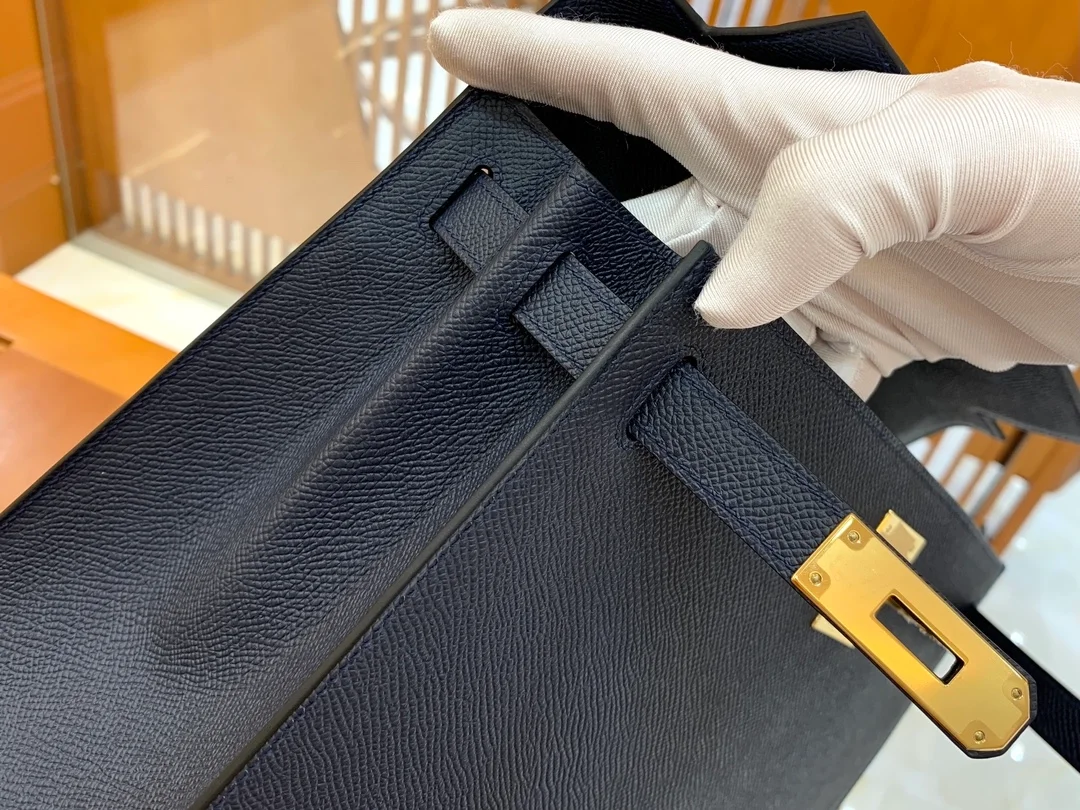 에르메스 켈리 28 셀리에 미드나잇 블루 골드 하드웨어 (100% HAND MADE)