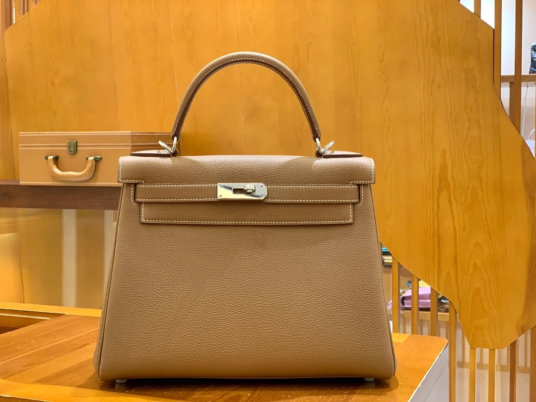 에르메스 켈리 28 르투르네 골드 브라운 실버 하드웨어 (100% HAND MADE)