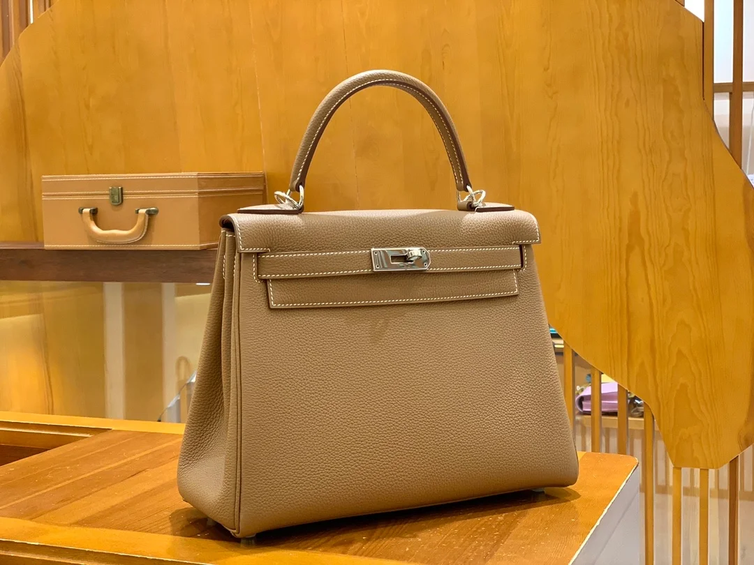 에르메스 켈리 28 르투르네 골드 브라운 실버 하드웨어 (100% HAND MADE)