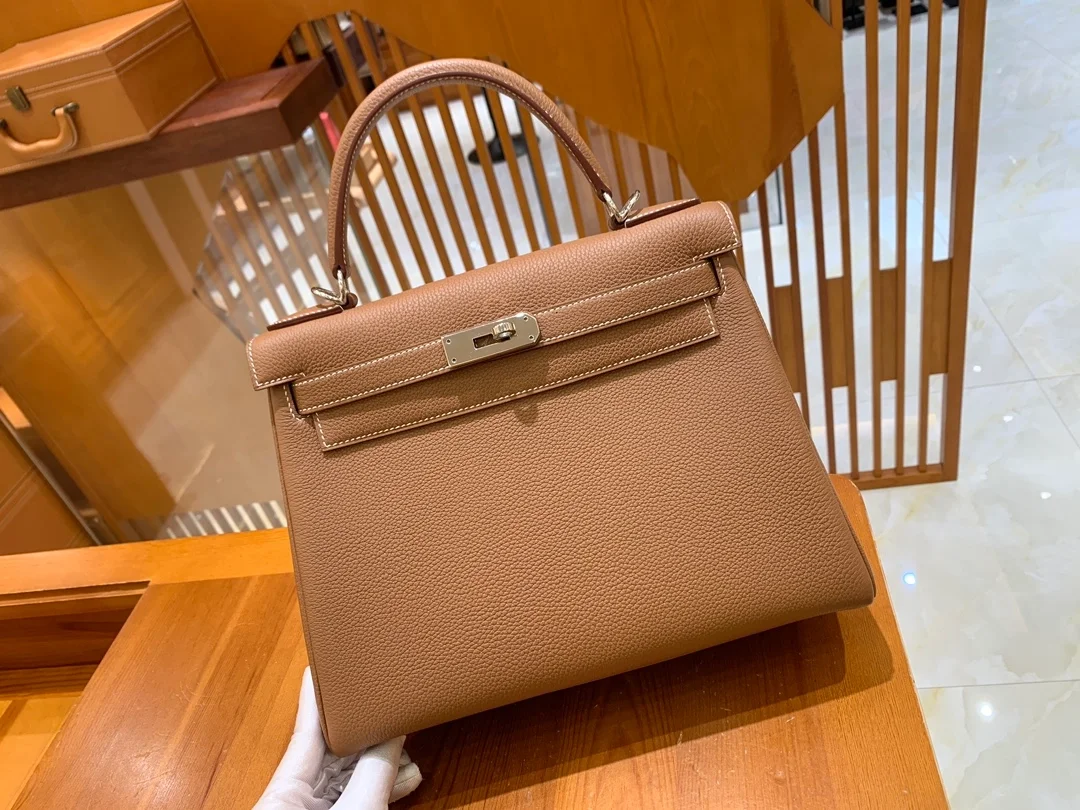 에르메스 켈리 28 르투르네 골드 브라운 실버 하드웨어 (100% HAND MADE)
