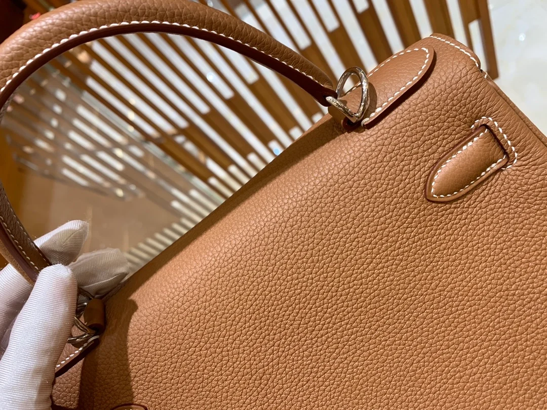 에르메스 켈리 28 르투르네 골드 브라운 실버 하드웨어 (100% HAND MADE)