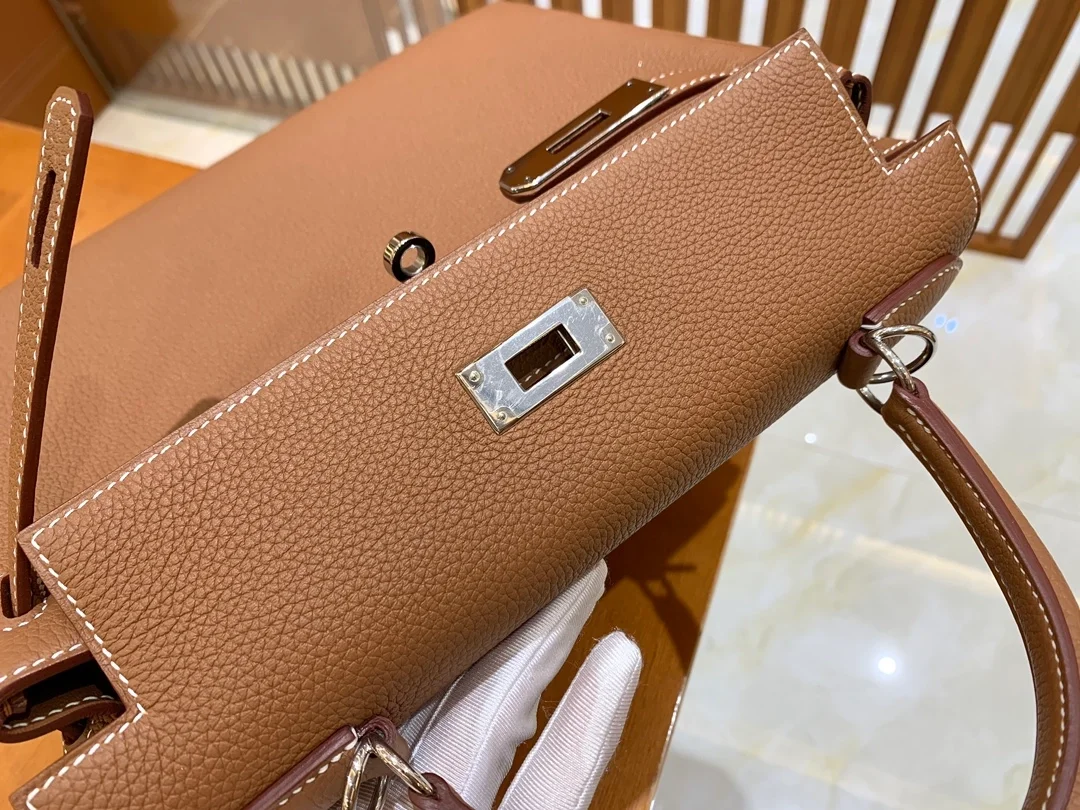 에르메스 켈리 28 르투르네 골드 브라운 실버 하드웨어 (100% HAND MADE)