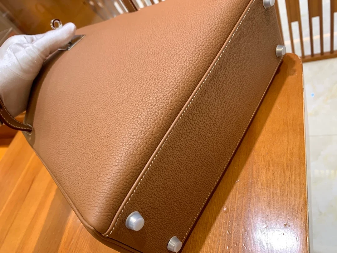 에르메스 켈리 28 르투르네 골드 브라운 실버 하드웨어 (100% HAND MADE)