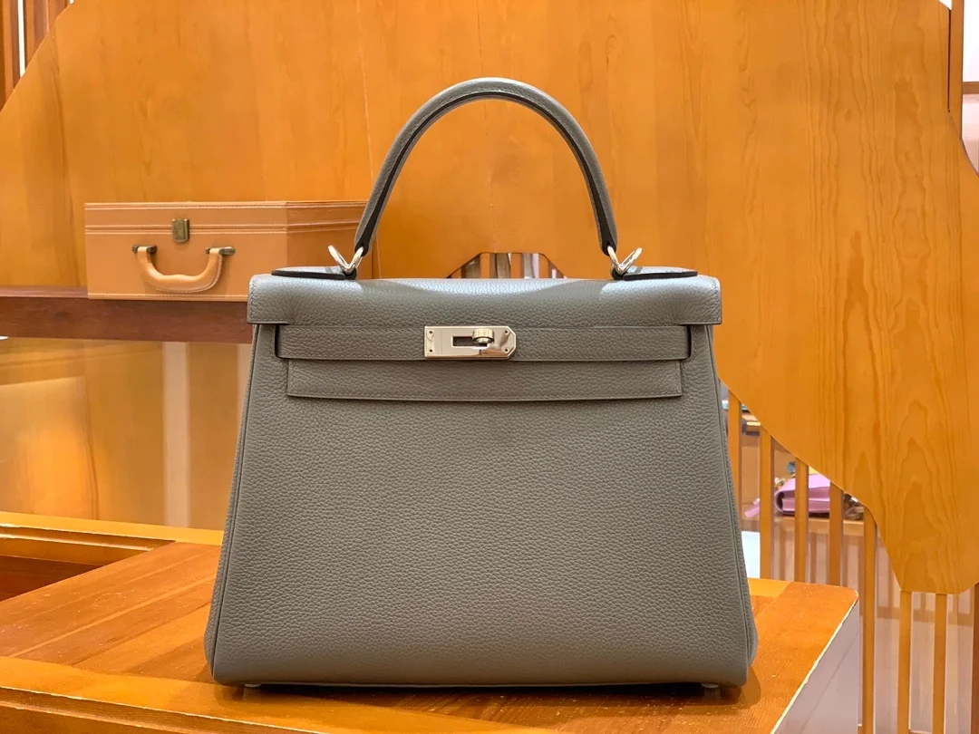 에르메스 켈리 28 르투르네 퓨터 그레이 실버 하드웨어 (100% HAND MADE)