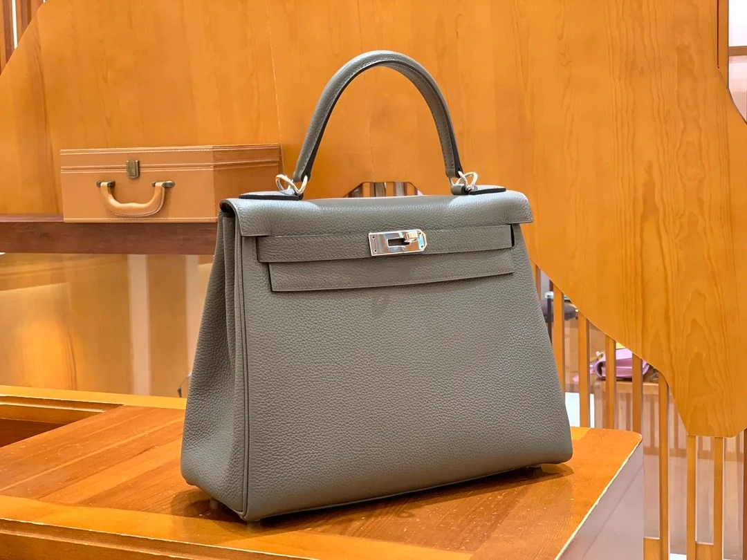 에르메스 켈리 28 르투르네 퓨터 그레이 실버 하드웨어 (100% HAND MADE)