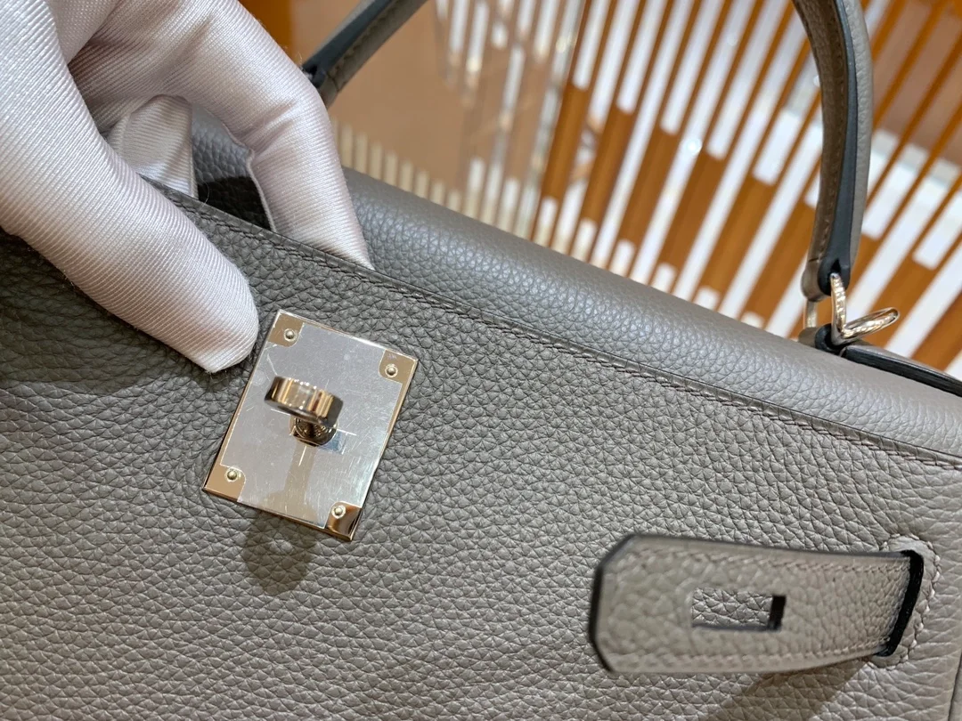 에르메스 켈리 28 르투르네 퓨터 그레이 실버 하드웨어 (100% HAND MADE)