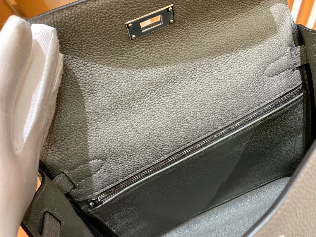 에르메스 켈리 28 르투르네 퓨터 그레이 실버 하드웨어 (100% HAND MADE)