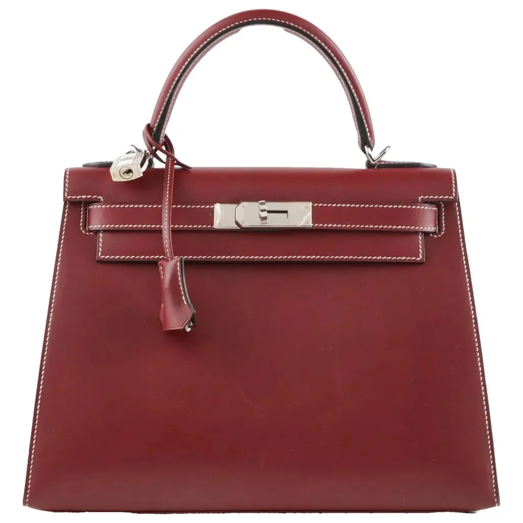 에르메스 켈리 25 셀리에 박스 브리드 레드 실버 하드웨어 (100% HAND MADE)