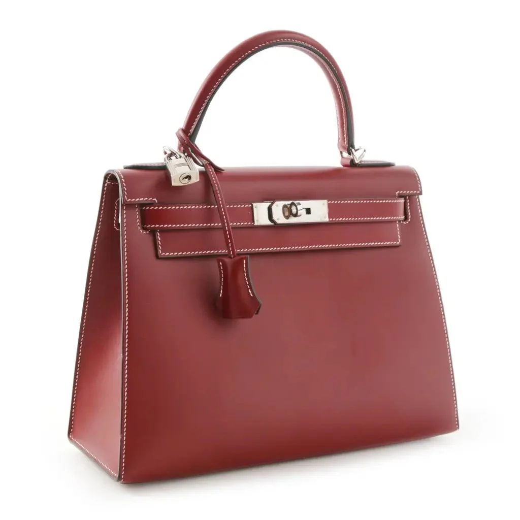 에르메스 켈리 25 셀리에 박스 브리드 레드 실버 하드웨어 (100% HAND MADE)