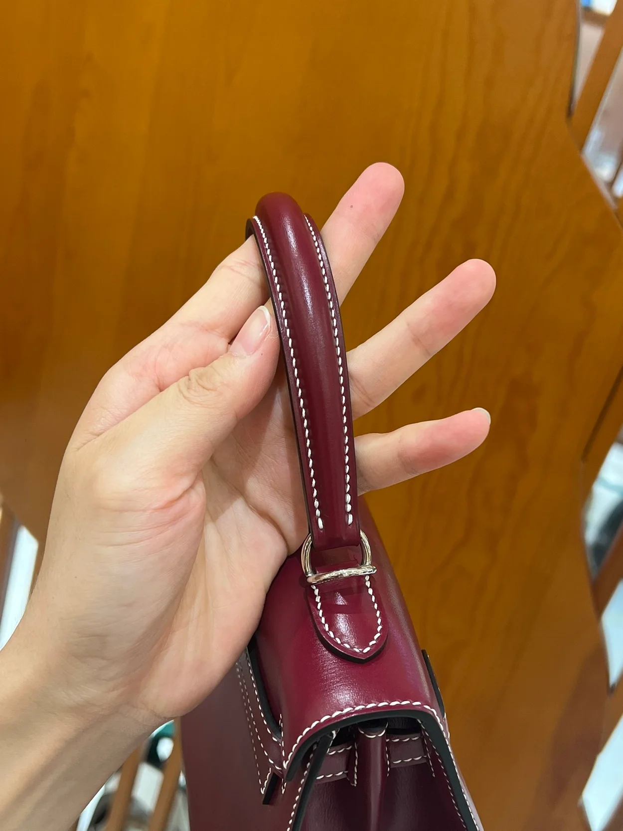 에르메스 켈리 25 셀리에 박스 브리드 레드 실버 하드웨어 (100% HAND MADE)