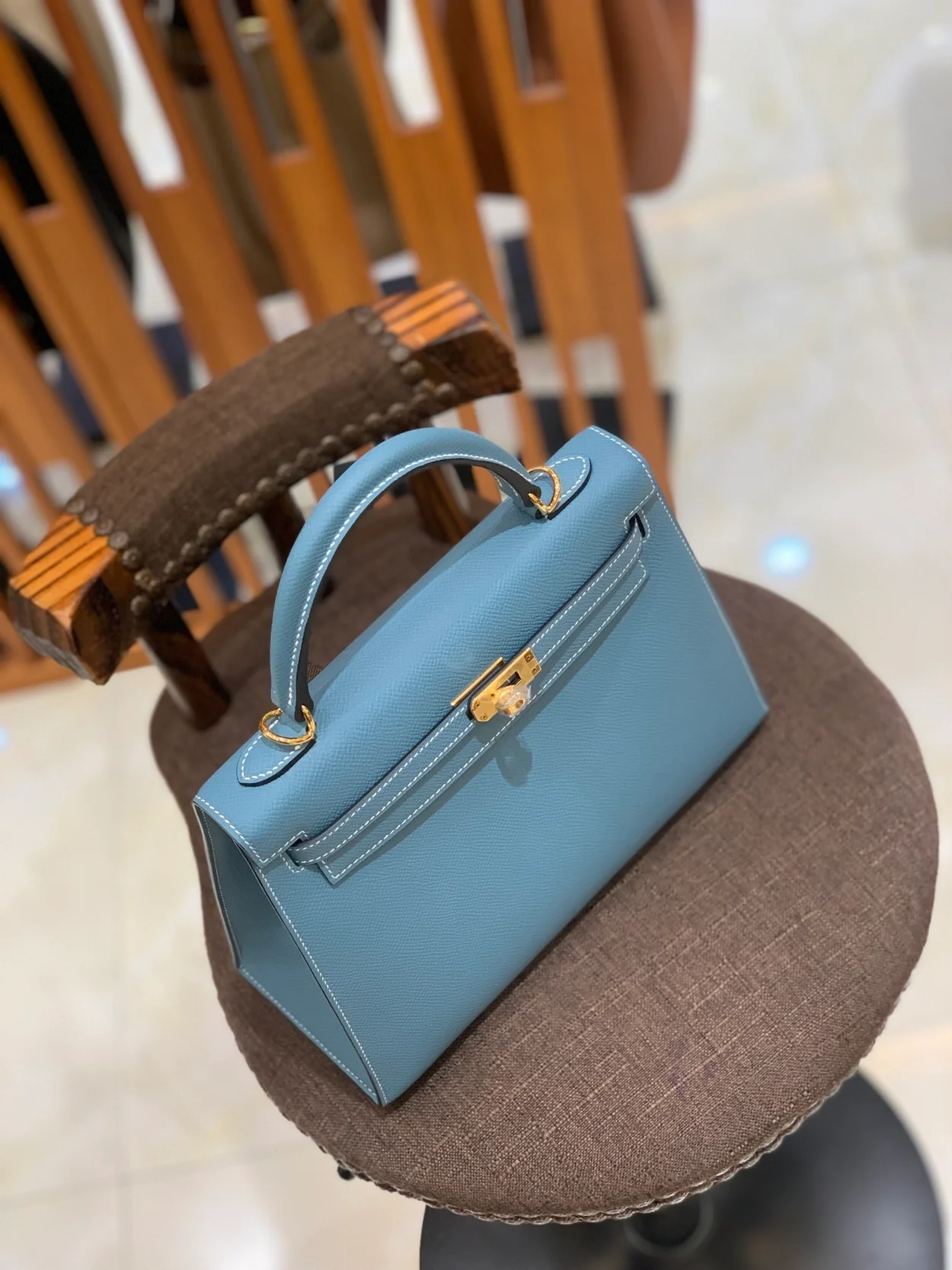 에르메스 켈리 25 셀리에 데님 블루 골드 하드웨어 (100% HAND MADE)