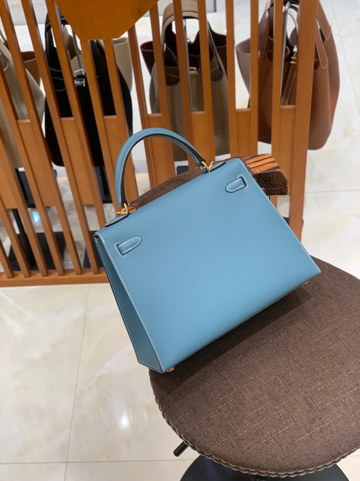 에르메스 켈리 25 셀리에 데님 블루 골드 하드웨어 (100% HAND MADE)
