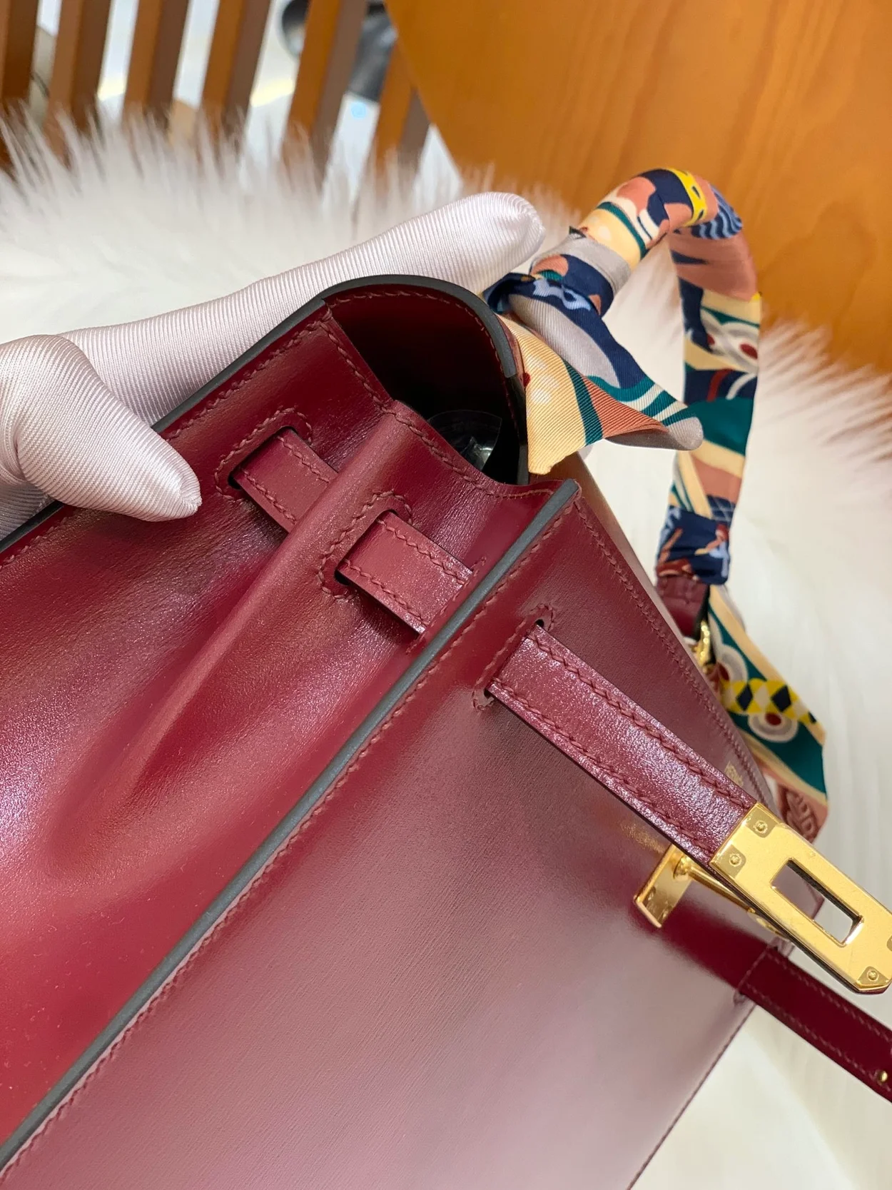 에르메스 켈리 25 셀리에 박스 레트로 레드 골드 하드웨어 (100% HAND MADE)