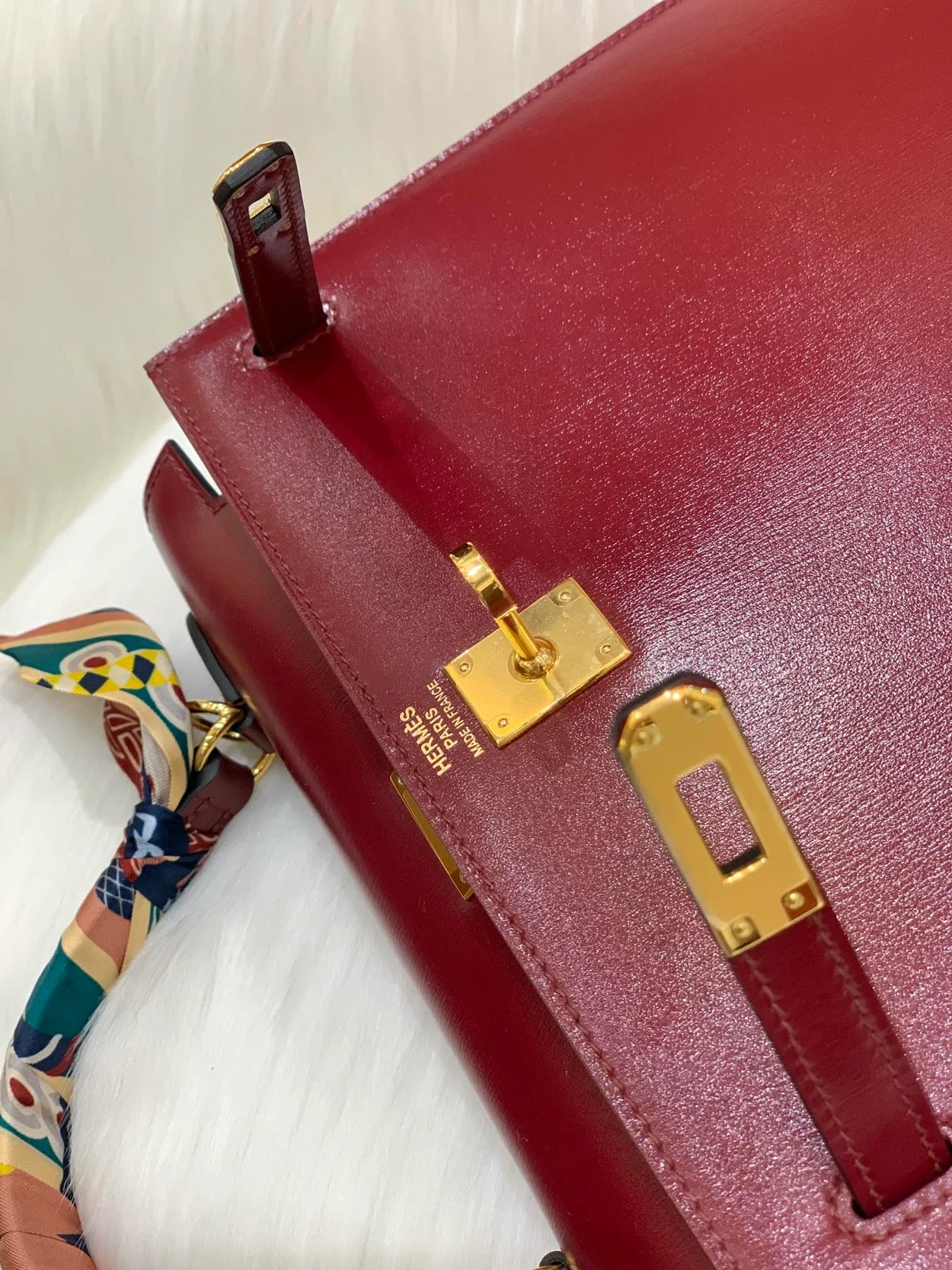 에르메스 켈리 25 셀리에 박스 레트로 레드 골드 하드웨어 (100% HAND MADE)