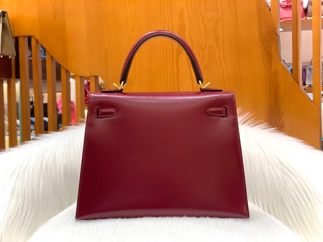에르메스 켈리 25 셀리에 박스 레트로 레드 골드 하드웨어 (100% HAND MADE)