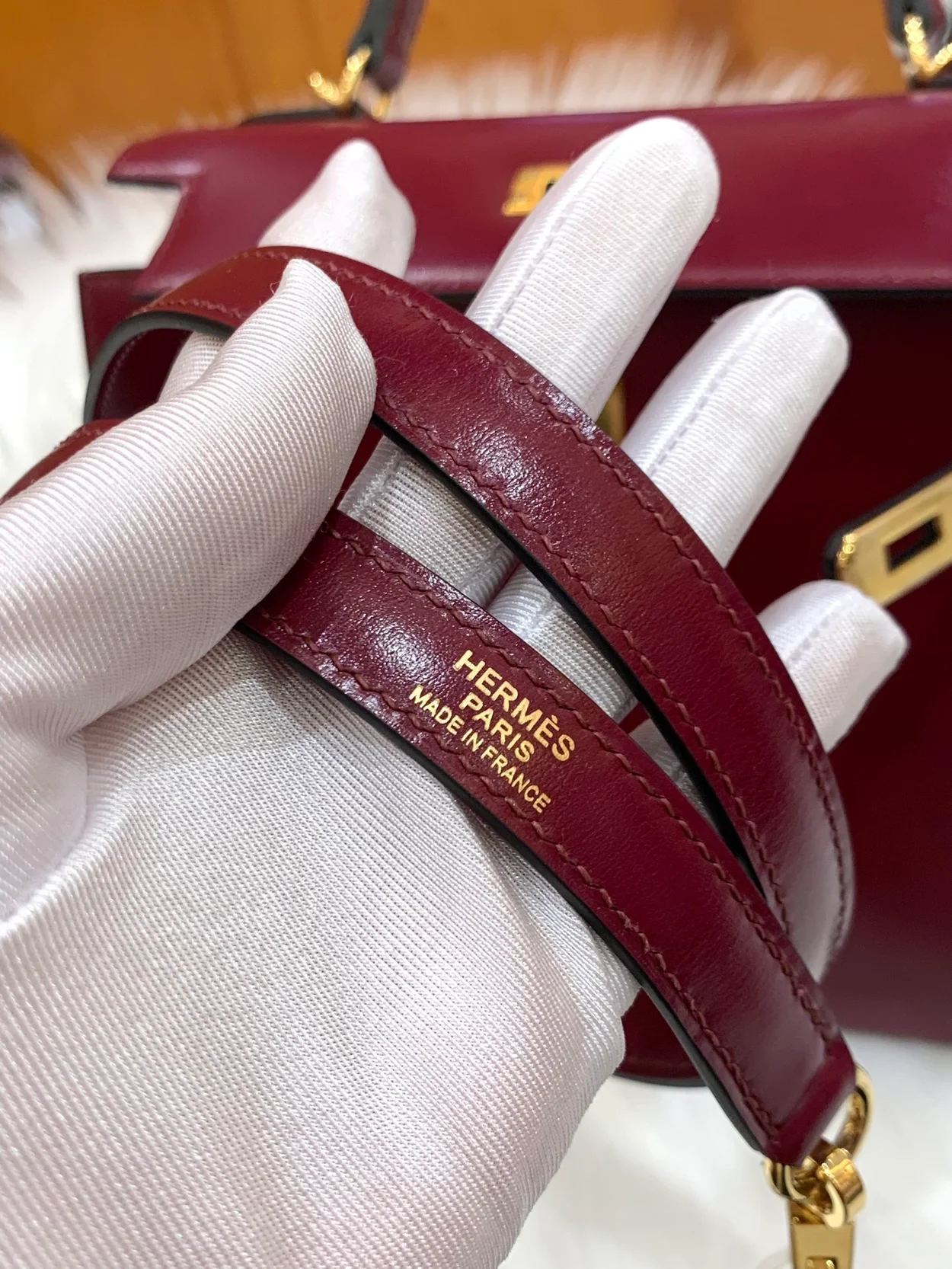 에르메스 켈리 25 셀리에 박스 레트로 레드 골드 하드웨어 (100% HAND MADE)