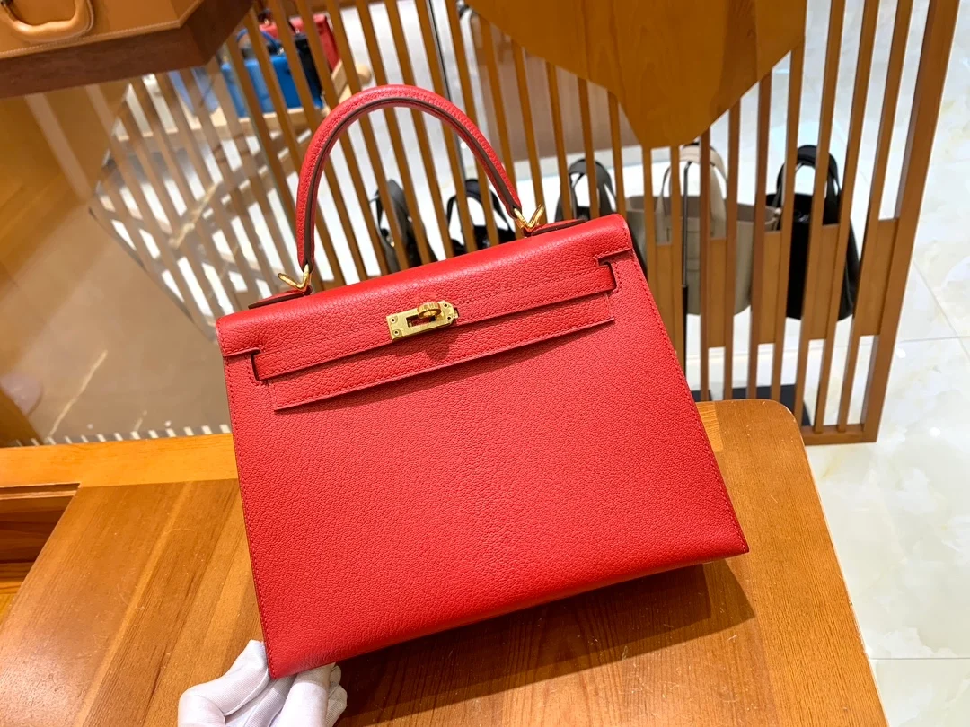 에르메스 켈리 25 셀리에 하트 레드 골드 하드웨어 (100% HAND MADE)