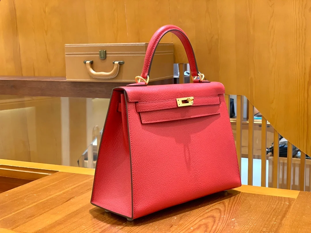 에르메스 켈리 25 셀리에 하트 레드 골드 하드웨어 (100% HAND MADE)