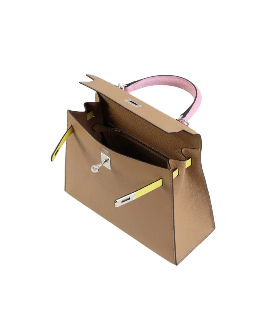 에르메스 켈리 25 셀리에 트리컬러 (라임/차이/모브) 실버 하드웨어 (100% HAND MADE)