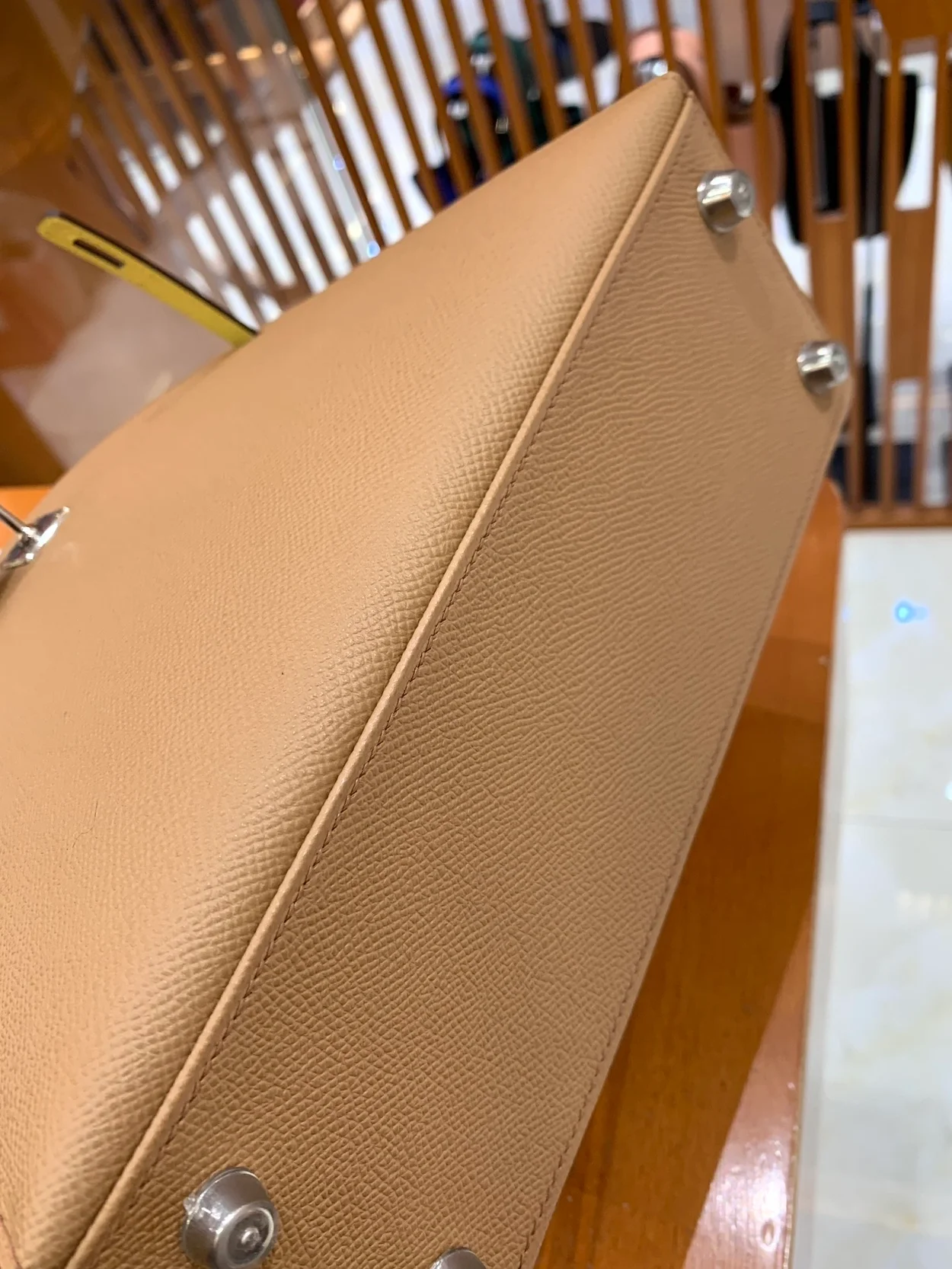 에르메스 켈리 25 셀리에 트리컬러 (라임/차이/모브) 실버 하드웨어 (100% HAND MADE)