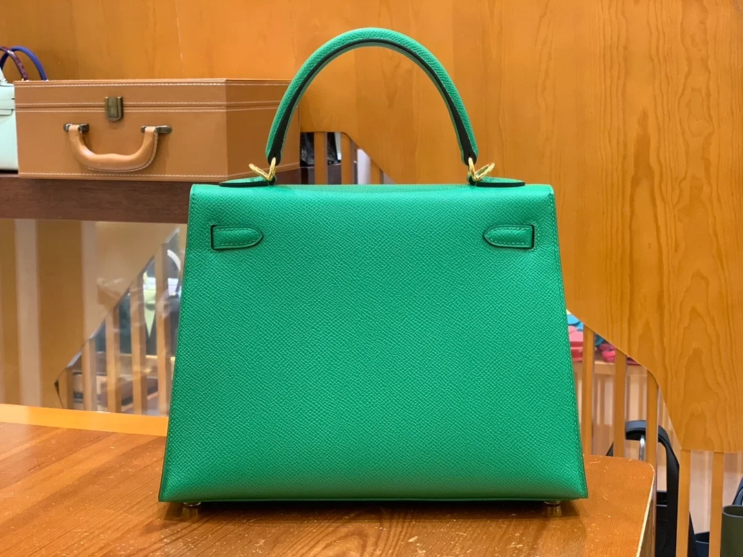 에르메스 켈리 25 셀리에 대나무 그린 골드 하드웨어 (100% HAND MADE)