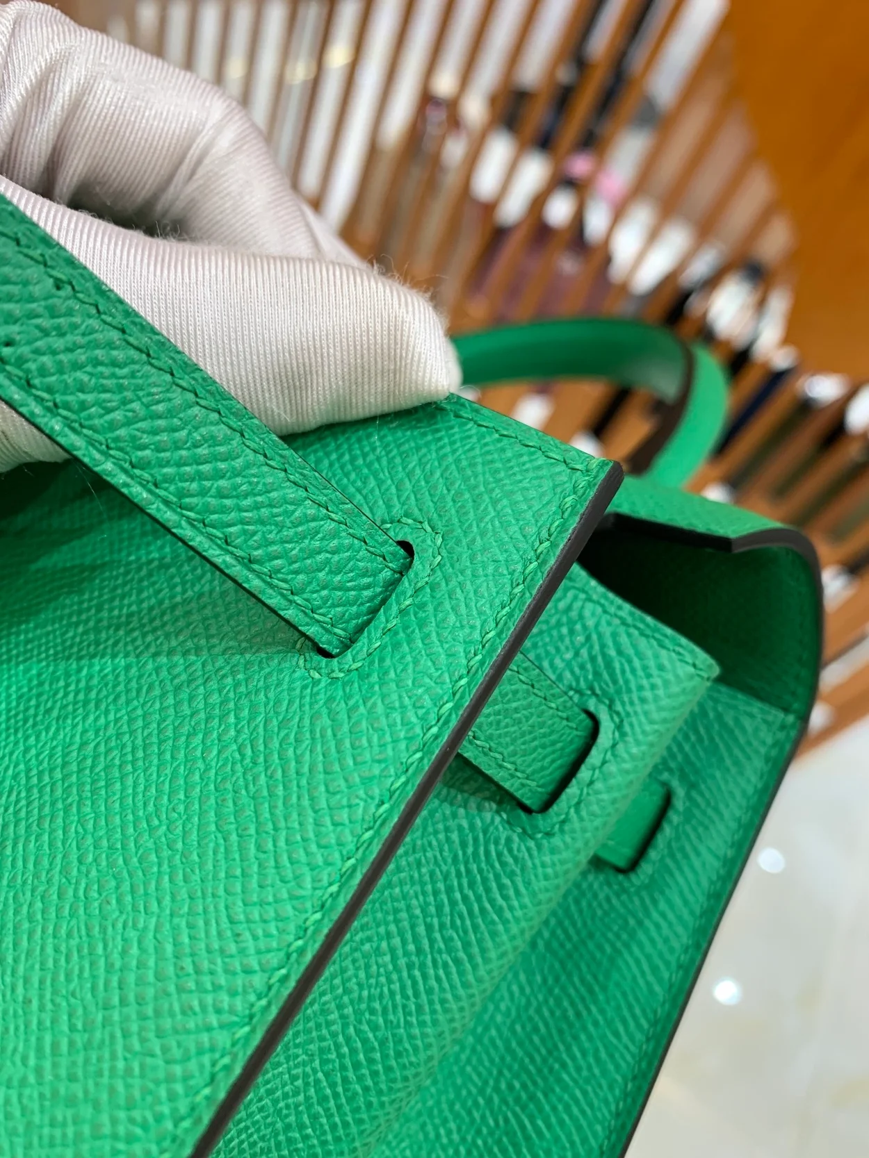 에르메스 켈리 25 셀리에 뱀부 그린 골드 하드웨어 (100% HAND MADE)