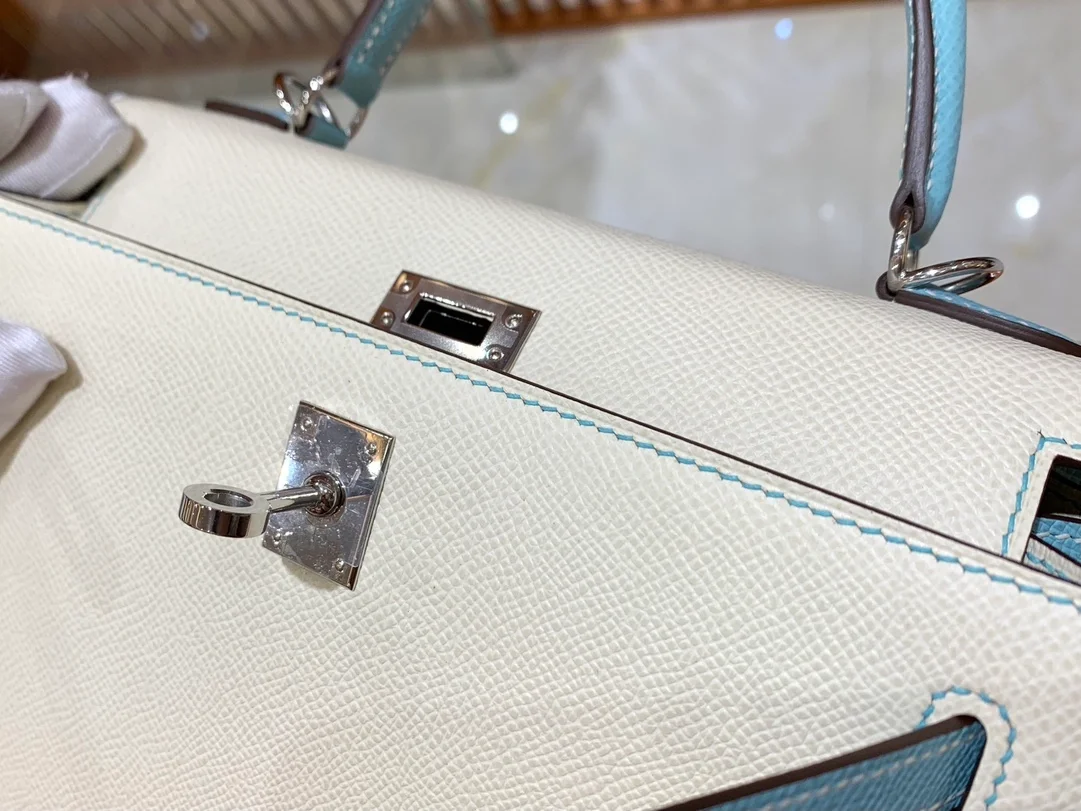 에르메스 켈리 25 셀리에 화이트 마카롱 실버 하드웨어 (100% HAND MADE)