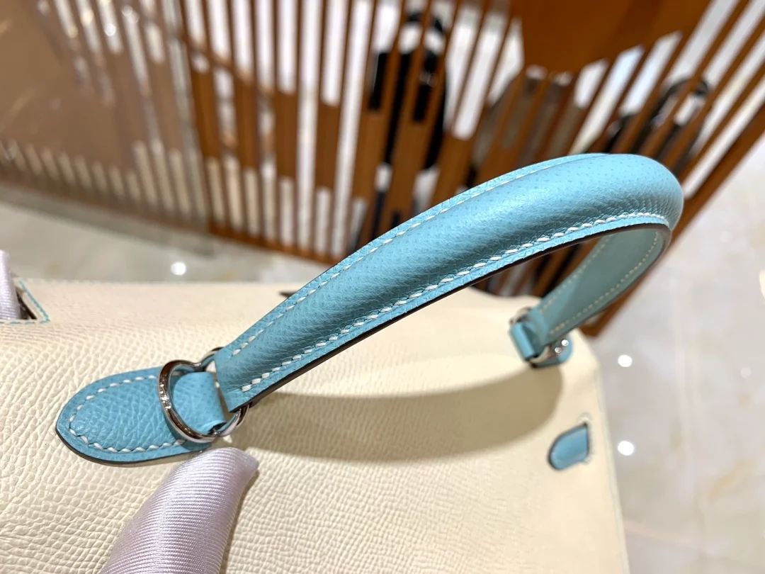 에르메스 켈리 25 셀리에 화이트 마카롱 실버 하드웨어 (100% HAND MADE)