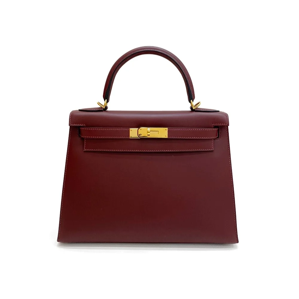 에르메스 켈리 25 셀리에 박스 와인 레드 골드 하드웨어 (100% HAND MADE)