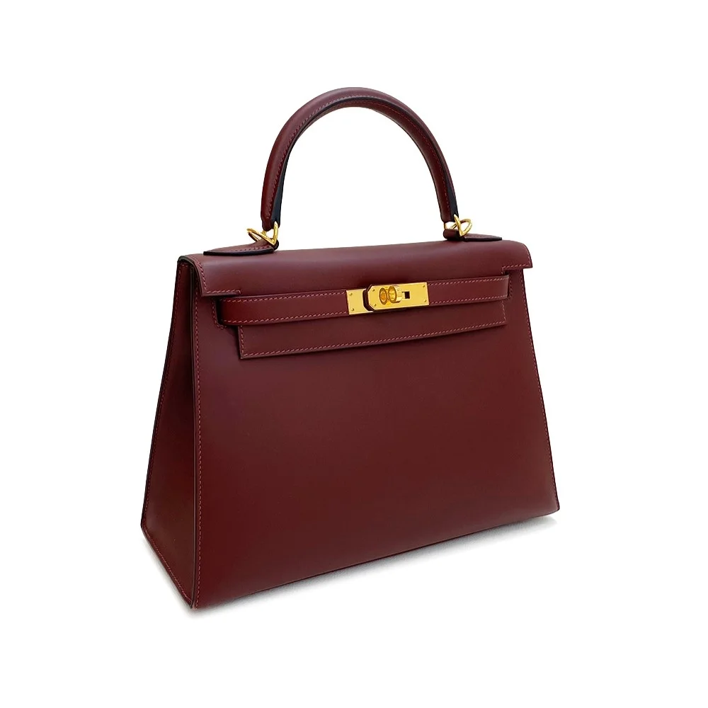 에르메스 켈리 25 셀리에 박스 와인 레드 골드 하드웨어 (100% HAND MADE)