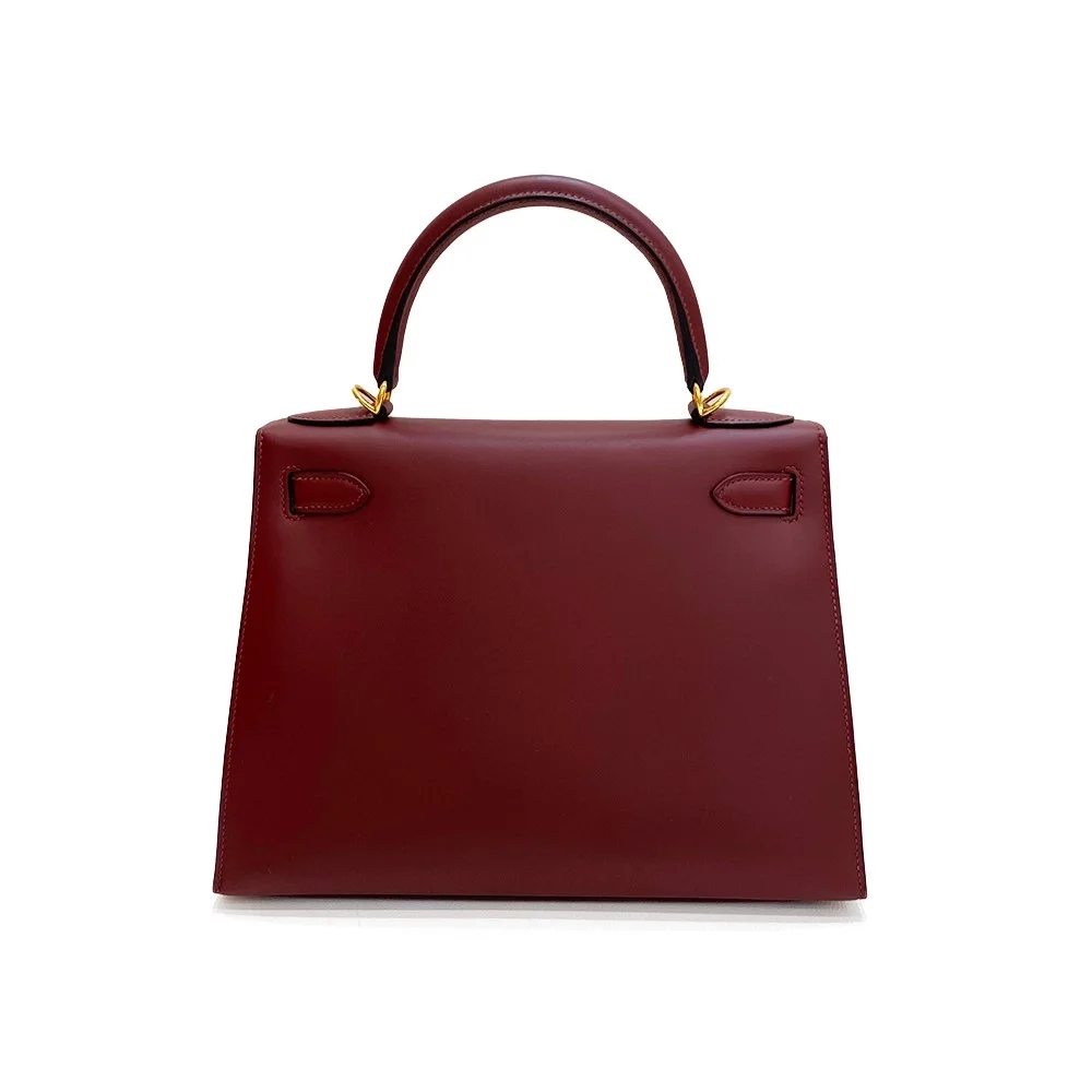 에르메스 켈리 25 셀리에 박스 와인 레드 골드 하드웨어 (100% HAND MADE)