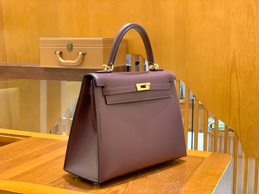 에르메스 켈리 25 셀리에 박스 와인 레드 골드 하드웨어 (100% HAND MADE)