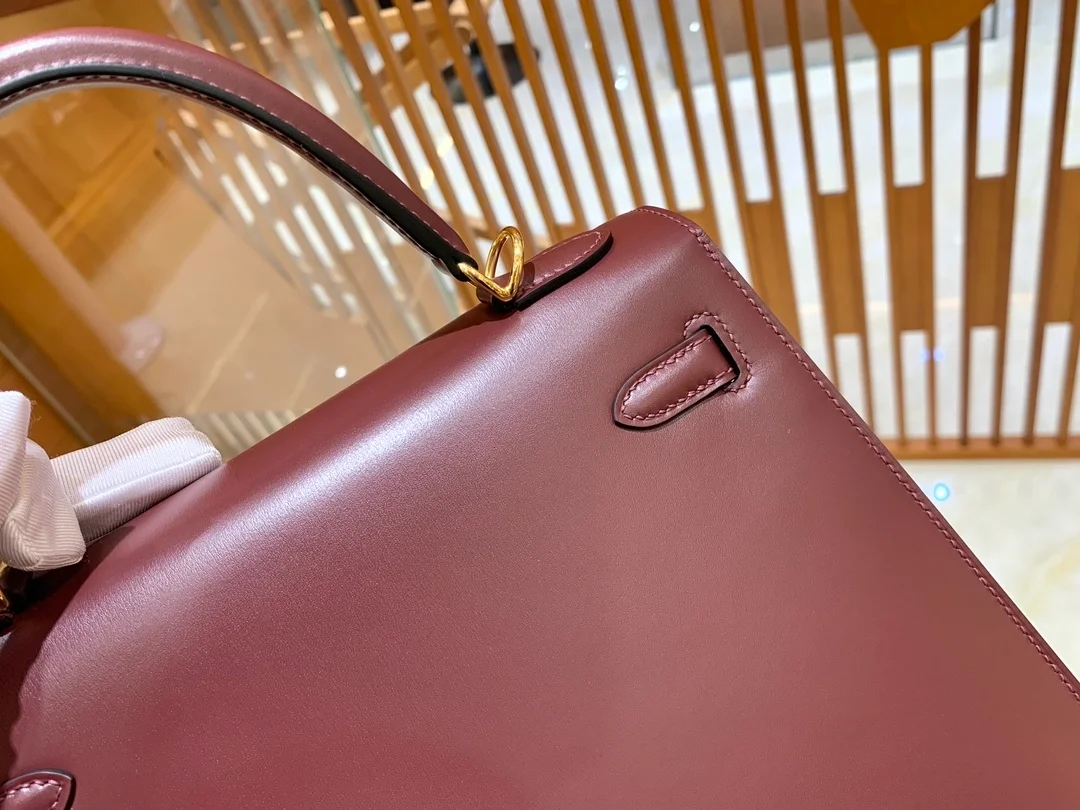에르메스 켈리 25 셀리에 박스 와인 레드 골드 하드웨어 (100% HAND MADE)