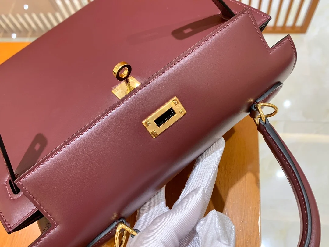 에르메스 켈리 25 셀리에 박스 와인 레드 골드 하드웨어 (100% HAND MADE)