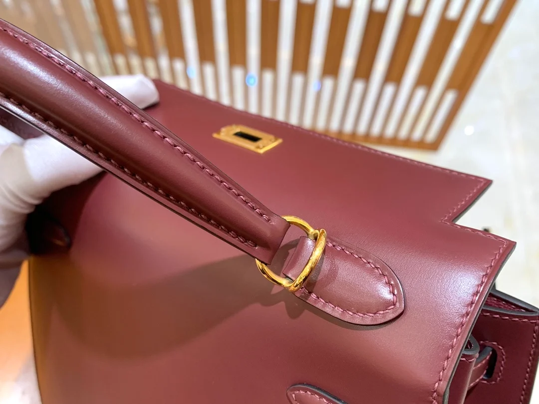 에르메스 켈리 25 셀리에 박스 와인 레드 골드 하드웨어 (100% HAND MADE)