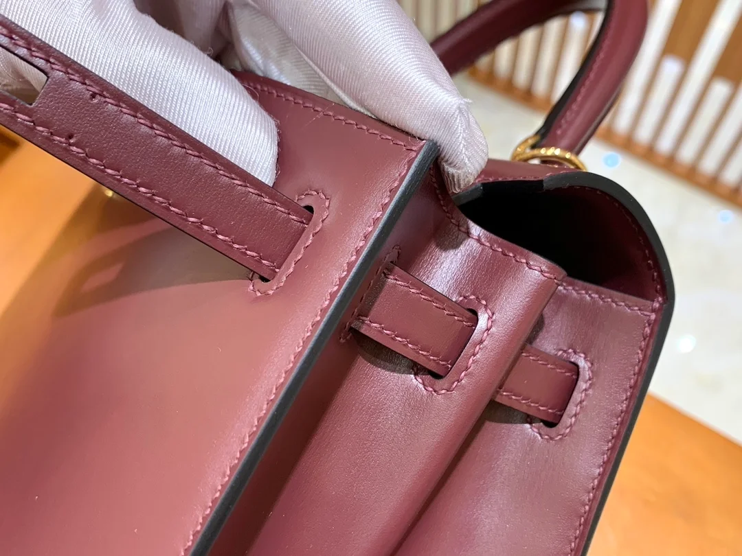 에르메스 켈리 25 셀리에 박스 와인 레드 골드 하드웨어 (100% HAND MADE)