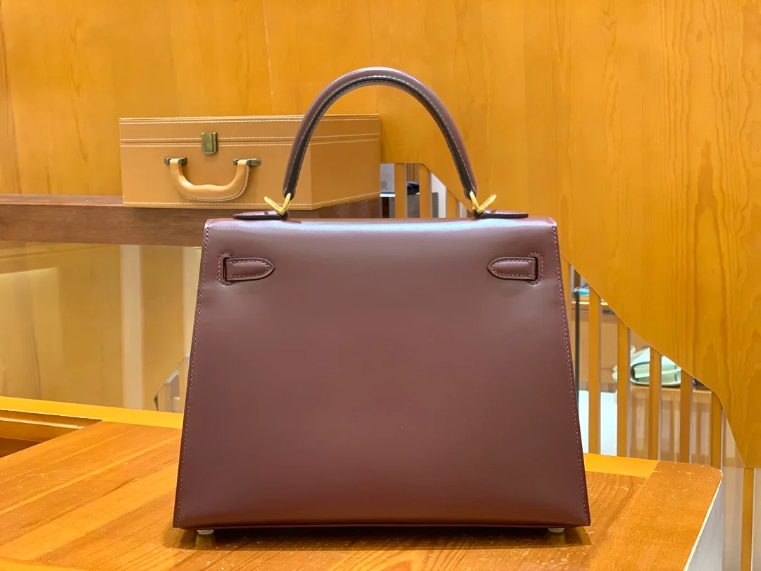 에르메스 켈리 25 셀리에 박스 와인 레드 골드 하드웨어 (100% HAND MADE)