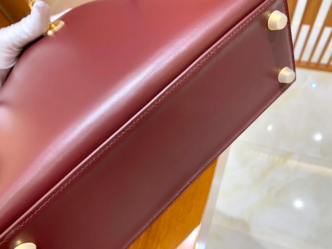 에르메스 켈리 25 셀리에 박스 와인 레드 골드 하드웨어 (100% HAND MADE)