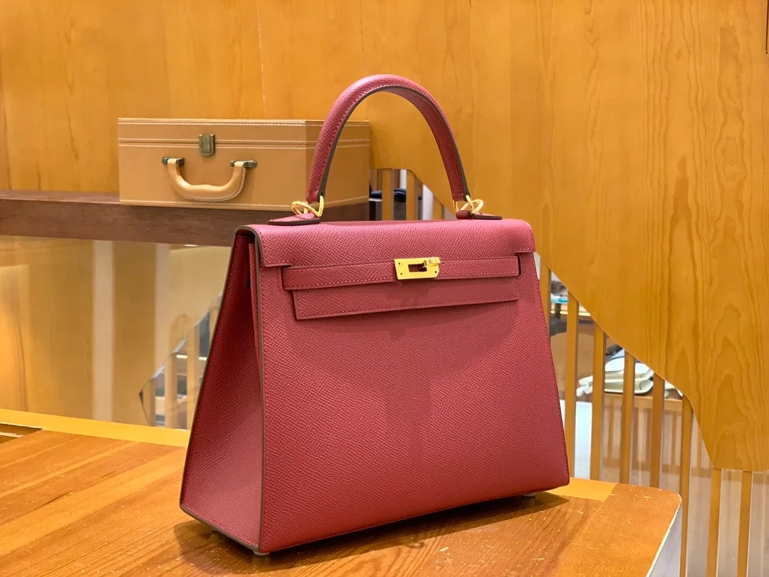 에르메스 켈리 25 셀리에 가넷 레드 골드 하드웨어 (100% HAND MADE)