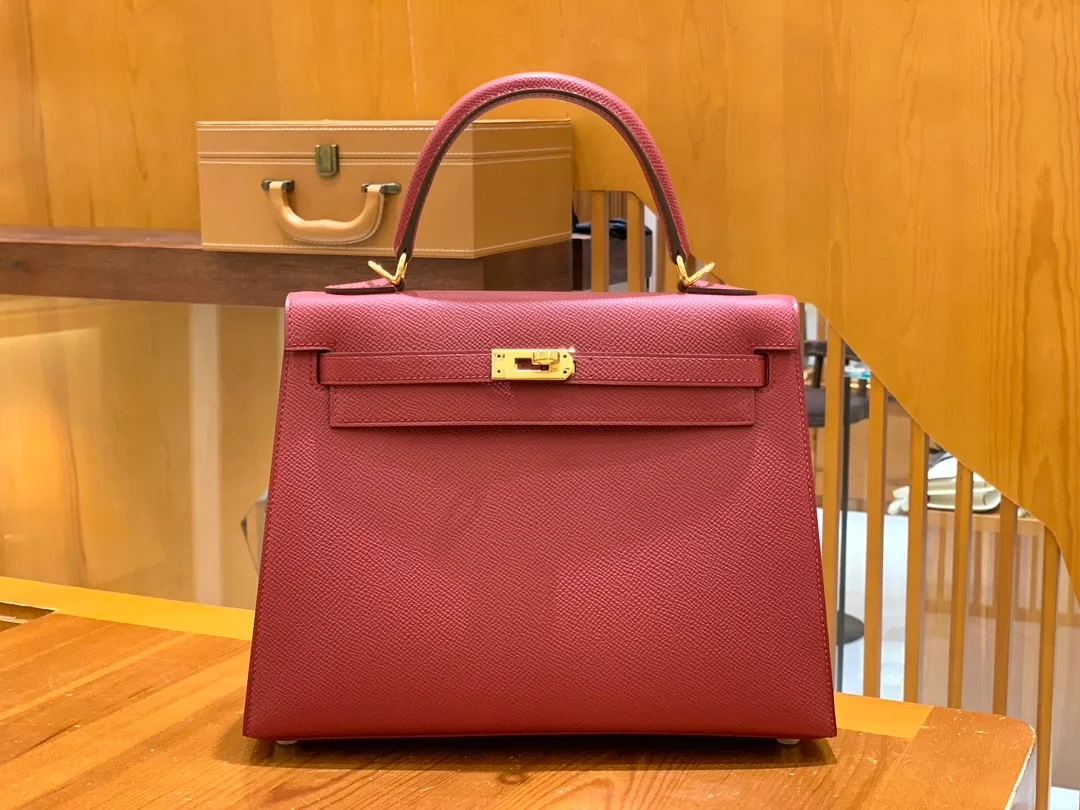 에르메스 켈리 25 셀리에 가넷 레드 골드 하드웨어 (100% HAND MADE)