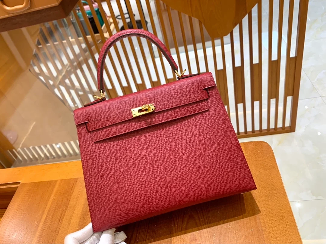 에르메스 켈리 25 셀리에 가넷 레드 골드 하드웨어 (100% HAND MADE)