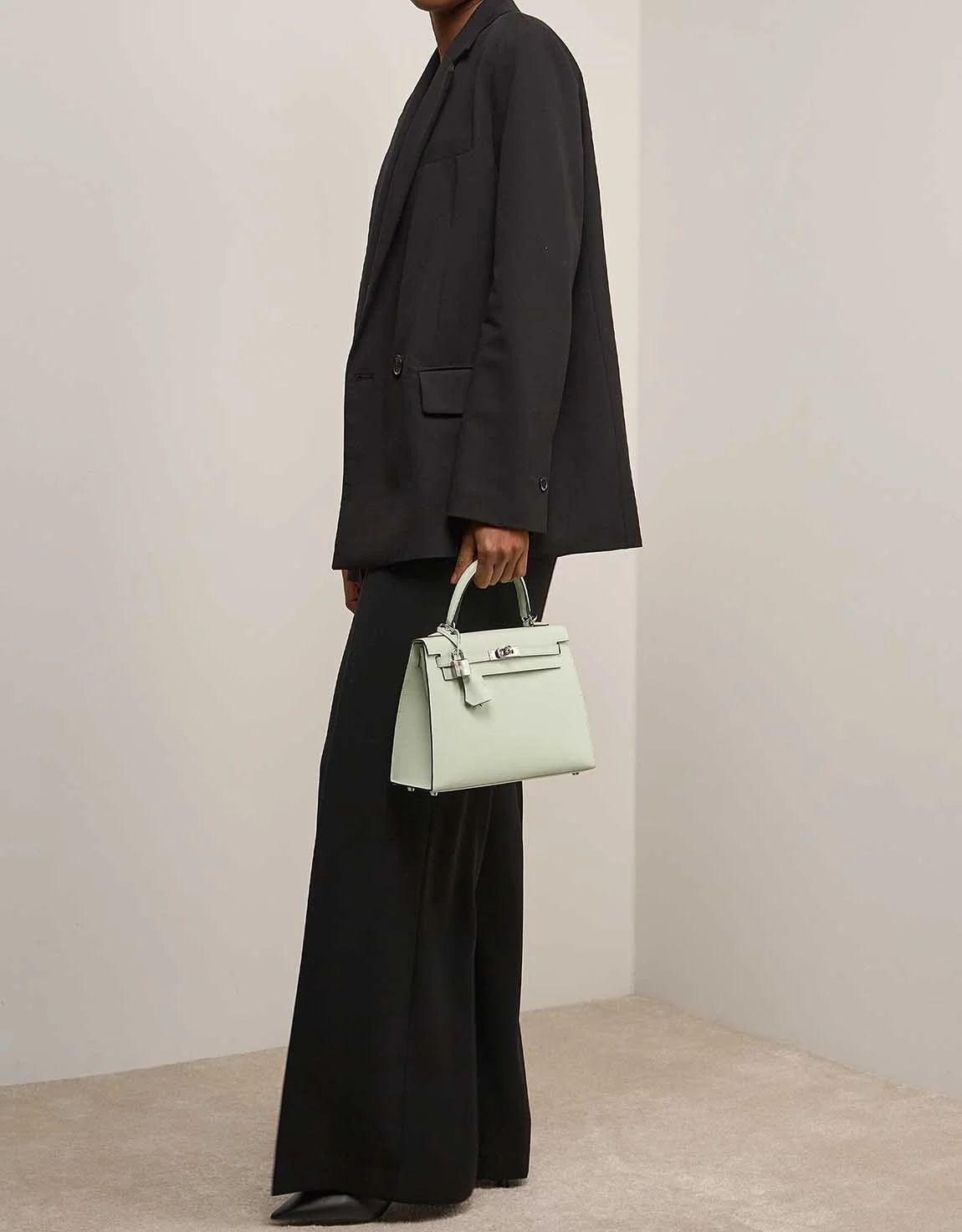 에르메스 켈리 25 셀리에 버블 그린 실버 하드웨어 (100% HAND MADE)