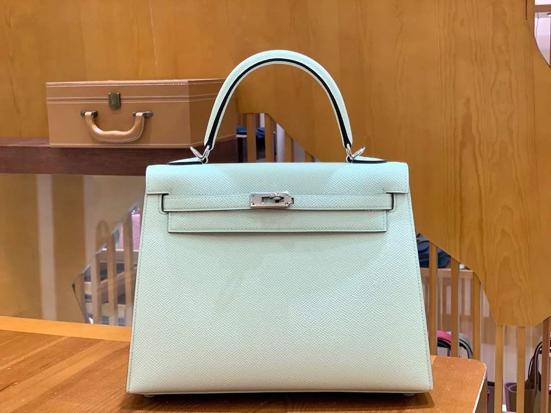 에르메스 켈리 25 셀리에 버블 그린 실버 하드웨어 (100% HAND MADE)